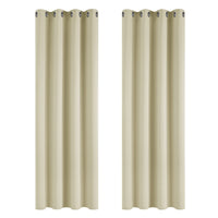 1 x RAW Customer Returns Deconovo Blackout Curtain Thick Curtain with Eyelets Living Room Thermal Curtain against Cold, 175x140cm Height x Width , Beige, Set of 2 - RRP €38.95