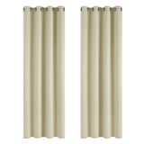 1 x RAW Customer Returns Deconovo Blackout Curtain Thick Curtain with Eyelets Living Room Thermal Curtain against Cold, 175x140cm Height x Width , Beige, Set of 2 - RRP €38.95