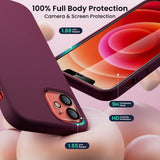 1 x RAW Customer Returns ORNARTO 5-in-1 for iPhone 12 12 Pro 6.1 Silicone Case with 2 x Screen Protector 2 x Camera Protection, Case Ultra Thin Liquid Silicone Cell Phone Case Protection for iPhone 12 Pro iPhone 12 2020 6.1 inch Wine Red - RRP €18.55