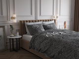 1 x RAW Customer Returns Sleeptime Partner bed linen Mr. and Mrs. 200cm x 200cm 3-piece gray - soft non-iron duvet covers with zipper - gray bed linen set made of 100 cotton - 2x pillowcases 80x80cm - RRP €35.87