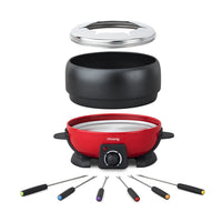 1 x RAW Customer Returns H.Koenig Fondue Set 6 Forks 2L Stainless Steel, Electric ALP1800, Cheese, Bourguignonne, Chocolate Fondue. Durable and removable non-stick bowl, splash-proof lid - RRP €39.99