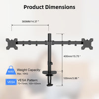 1 x RAW Customer Returns Pholiten monitor mount for 13-27 inch LED LCD screen up to 10 kg, monitor arm for 2 monitors, height adjustable, swiveling, tilting monitor mount for the desk, max. VESA 100x100mm - RRP €36.99