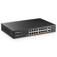 1 x RAW Customer Returns MokerLink 16 Port Gigabit PoE Switch, 2 Gigabit Uplink, 250W IEEE802.3af at, Unmanaged Rackmount Plug and Play Ethernet Switch - RRP €113.09