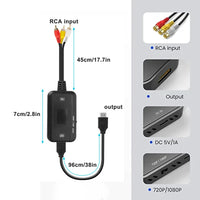 1 x RAW Customer Returns RCA to HDMI Converter, AV to HDMI Adapter, RCA to HDMI Composite Audio Video Converter for PS1, PS2, PS3, STB, Xbox, VHS, VCR, Black Ray DVD Player - RRP €15.53