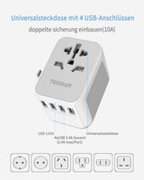 1 x RAW Customer Returns TESSAN travel adapter worldwide, universal socket adapter with 4USB and 1AC socket, travel plug for Germany USA England Thailand Italy Australia international power adapter - RRP €20.64