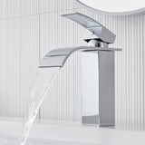 1 x RAW Customer Returns Waterfall Faucet Bathroom, Auralum New Improved Low Noise Bathroom Faucet, Stainless Steel Sink Faucets, 30 Water Saving, Chrome Plated - RRP €59.99