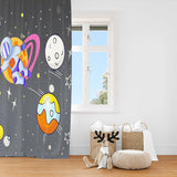 1 x Brand New YONGFOTO 168x229cm Space Curtain, Cartoon Stars Meteor Planets Cool Spaceman Window Drapes for Kids Room Orphanage Kindergarten 2 Panels Blackout Curtain - RRP €20.4