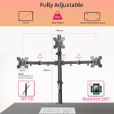 1 x RAW Customer Returns suptek monitor holder 3 monitors triple monitor mount for 13-27 inch flat curved screen swivel tiltable height adjustable THREE monitor arm 80cm rod 10 kg per arm, VESA 75 100mm MD6843 - RRP €50.87