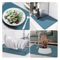 5 x Brand New CALOPEAH dish draining mat, dish draining mat, super absorbent mat for coffee machines, bar mat, dog bowl mat, cat bowl mat, sink draining mat for the kitchen, blue, 50 x 40cm - RRP €76.15