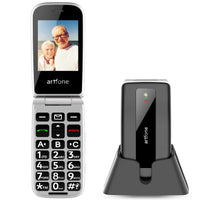 1 x RAW Customer Returns artfone C10 senior mobile phone folding mobile phone without contract, dual SIM large buttons mobile phone for older people, dual display simple and buttons emergency call function with table charging station black  - RRP €51.42