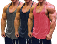 1 x RAW Customer Returns Muscle Cmdr Men s Workout Stringer Tank Tops Y-Back Gym Fitness Tank Top, Men s Muscle Shirt Training Tank Top Sport Pink, Gray, Blue, Thin Shoulder, 3XL  - RRP €26.21