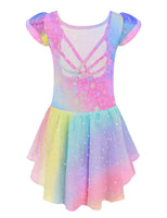 1 x RAW Customer Returns Arshiner Girls Ballet Tutu Ballet Dress Kids Ballet Clothes Cotton Ballet Costume Rainbow Dance Jumpsuit with Chiffon Tutu Skirt 7-8 Years - RRP €20.23