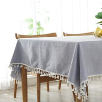 1 x RAW Customer Returns meioro Solid Color Tassel Tablecloth Rectangular Tablecloth Cotton Linen Tablecloth Suitable for Home Kitchen Decoration, Various Sizes - RRP €19.15