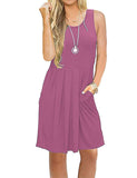 1 x Brand New AUSELILY Women s Sleeveless Pleated Loose Swing Casual Dress with Knee-Length Pockets Mauve, 2XL  - RRP €25.2