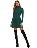 1 x RAW Customer Returns Gyabnw Women s Knitted Dress Elegant Turtleneck Sweater Dress A-Line Long Sleeve Pullover for Autumn Winter - RRP €36.56