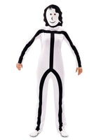 1 x RAW Customer Returns Eurocarnavales Funny Stick Figure Costume for Adults Carnival Costume Black and White - Grey, White - RRP €30.78