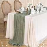 1 x RAW Customer Returns Table runner cheesecloth boho for wedding decoration, cheesecloth table runner gauze eucalyptus green, 400 x 90 cm for vintage wedding, birthday, baby shower table decoration 400 x 90 cm-5  - RRP €10.07