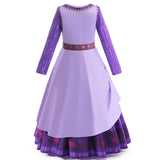 1 x RAW Customer Returns Cimefi Wish Asha Dress for Children Girls Princess Full Length Dresses Birthday Christmas, purple, 11-12 Years - RRP €28.81