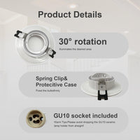 1 x RAW Customer Returns GY 6 LED recessed spotlights including GU10 socket, IP65 recessed lights for bathroom kitchen, LED GU10 recessed frame ceiling spot white round, socket for MR16 LED or halogen bulbs, 35 swiveling - RRP €25.99