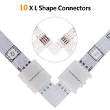 1 x RAW Customer Returns LED strip connector, LED strip extension, LED strip corner connector, LED strip fastening clips, for 10mm 4-pin RGB 5050 LED strip - RRP €10.07