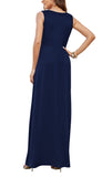 1 x RAW Customer Returns AUSELILY Maxi Dress Women Summer Sleeveless Dress Long Elegant Deep V-Neck Evening Dress with Pockets Navy Blue 2XL - RRP €38.99