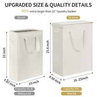 1 x RAW Customer Returns Chrislley Slim Laundry Basket with Lid 58L Tall Thin Laundry Basket Breathable Foldable Tall Narrow Laundry Bag Large Storage Basket Waste Bin for Laundry Bedroom Beige - RRP €25.99