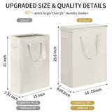 1 x RAW Customer Returns Chrislley Slim Laundry Basket with Lid 58L Tall Thin Laundry Basket Breathable Foldable Tall Narrow Laundry Bag Large Storage Basket Waste Bin for Laundry Bedroom Beige - RRP €25.99