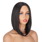 1 x RAW Customer Returns PORSMEER Bob Wig black Short Straight Synthetic Hair Cosplay Daily Party Wig for Women Natural Like Real Hair - RRP €24.48