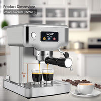 1 x RAW Customer Returns Homtone Touchscreen Espresso Machine Portafilter Machine 20 Bar, Stainless Steel Semi-Automatic Coffee Machine with Milk Frother for Cappuccino, 1350W, 1.8 Liter Water Tank - RRP €108.91