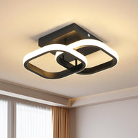 1 x RAW Customer Returns Goeco Modern LED ceiling light, 22W LED ceiling lamp square, 3000K warm light 4500K neutral light 6500K cool light dimmable, LED ceiling lighting for hallway, balcony, kitchen, black - RRP €32.96