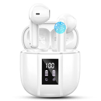 1 x RAW Customer Returns Renimer Headphones, Wireless Bluetooth 5.3, In Ear, IP7 Waterproof Wireless Headphones with Microphone, 48H Immersive Deep Bass Earbud, Digital LED Display Earbuds White - RRP €23.18