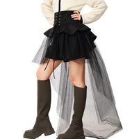 1 x RAW Customer Returns BPURB Steampunk Women s Victorian Ruffle Tulle Skirt Waist Belt Corset Petticoat Pirate Cosplay Halloween, Black-1, XS - RRP €35.99