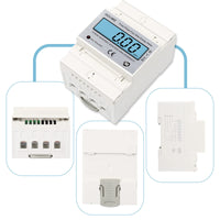 1 x RAW Customer Returns HOIIME 3 Phase Electricity Meter LCD Three Phase Meter AC Ampere Volt Power Energy Monitor Top Hat Din Rail Bidirectional Wattmeter Power Consumption Input Output kWh 3x230V 400V 10 100 A 50 60Hz - RRP €20.16