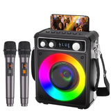 1 x RAW Customer Returns BONAOK Karaoke Microphone Adults, Portable Karaoke Machine, Bluetooth Karaoke System with 2 Microphones, Rechargeable Party Karaoke Speaker Machine, 15 Watt Music Box with Light Effect T03 - RRP €79.99