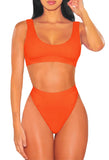 1 x RAW Customer Returns Viottiset Women s Swimwear Crop Top Bikini Set Two Piece Swimsuit High Waist Beachwear Bikini Bottoms M, Orange  - RRP €32.99