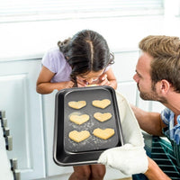 1 x RAW Customer Returns Kytpyi baking tray, drip tray, 34 24 6cm large and deep oven tray made of stainless steel for baking, scratch-resistant pizza tray, square with non-stick coating for cakes, cookies, pizza, meat, etc. - RRP €19.06