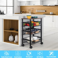 1 x RAW Customer Returns Nandae Metal Kitchen Trolley with Wooden Top Shelf, Fruit and Food Holder with Wheels Ceramic Top 3 Levels for Vegetables Fruit Food Home Living Room - RRP €49.18