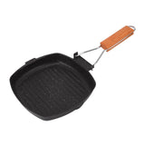 1 x RAW Customer Returns Jenngaoo grill pan, non-stick frying pan with foldable handle, square induction grill pan for frying pans, steak, bacon 20 x 20 cm  - RRP €29.38