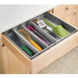 1 x RAW Customer Returns mDesign cutlery tray with four compartments pull-out cutlery insert for drawers organizes kitchen utensils drawer organizer for various utensils dark gray - RRP €32.21