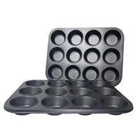 5 x Brand New Non-stick muffin paper 12 cupcake mold 2 pieces, carbon steel, 37.5 28.5 3.2 cm, mini cupcake mold for 12 muffins, non-stick coating, cupcakes - RRP €50.35