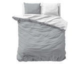 1 x RAW Customer Returns Sleeptime 100 cotton bed linen 200cm x 220cm white grey - soft non-iron duvet covers with press studs - two-tone bed linen set with 2 pillowcases 60cm x 70cm - RRP €33.0