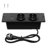 1 x RAW Customer Returns Table socket 2 sockets with USB C 20W, Ohuo built-in power strip 2-way with 2 USB-C table socket built-in socket black, 1.8m cable - RRP €28.99