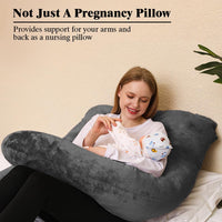 1 x RAW Customer Returns Chilling Home Pregnancy pillow, U shape side sleeper pillow with cover, U pillow, nursing pillow, large positioning pillow, pillow for women and side sleepers, 140x70cm, black - RRP €40.99