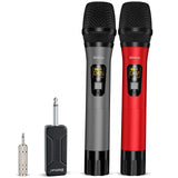 1 x RAW Customer Returns Bietrun UHF wireless microphone dual handheld microphones made of metal 50M range dynamic radio microphones 6.35mm 3.5mm plug for amplifier mixer PA system karaoke wedding party conferences lecture - RRP €58.99