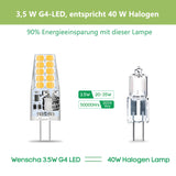 1 x RAW Customer Returns G4 LED warm white, 10x 3.5W bulb, G4 12V LED lamp warm white 3000K 20x 2835 SMD replaces 40W halogen lamp, 400 lumen pin base lamp, no flickering, 360 beam angle spot, not dimmable - RRP €15.12