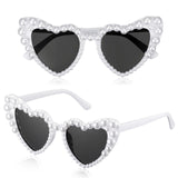 7 x Brand New Photect Heart Pearl Sunglasses Ladies Women Retro JGA Heart Shape Glasses Vintage Party Sunglasses UV400 Protection Fashion Festival - RRP €77.63