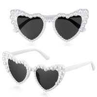 4 x RAW Customer Returns Photect Heart Pearl Sunglasses Ladies Women Retro JGA Heart Shape Glasses Vintage Party Sunglasses UV400 Protection Fashion Festival - RRP €44.36