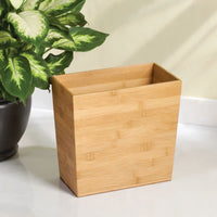 1 x RAW Customer Returns mDesign Rectangular Bamboo Trash Can Perfect Office or Bedroom Trash Can in Robust Plastic With Modern Design, Ideal for Kitchen, Bathroom or Office Bamboo - RRP €35.02