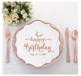 5 x Brand New White and Rose Gold Birthday Party Tableware - Birthday Party Supplies - Plates, Napkins and Cups for Girls and Women - Bridal Shower Supplies - Serves 16 Guests - RRP €96.0