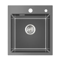 1 x RAW Customer Returns KINKIBOS sink 304 stainless steel 45 x 50 cm, kitchen sink black, built-in sink with tap hole and overflow without siphon , kitchen sink 1 bowl square, kitchen sink for 50 cm base cabinet - RRP €110.92